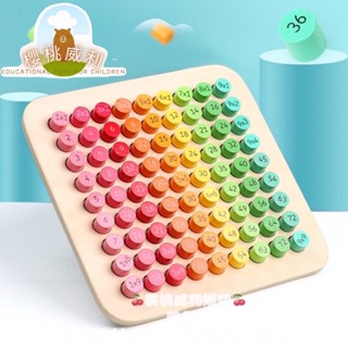 【臺灣現貨】木製乘法口訣表兒童早教益智玩具小學生數學算數乘法【櫻桃威利】