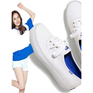 Keds 小白鞋 鄭秀晶 厚底 帆布鞋 夏季 休閑 百搭 女 增高 平底 皮質