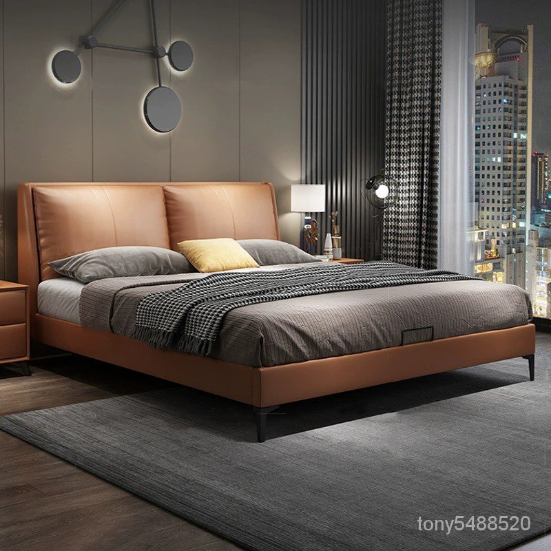 萬達木業 科技佈床現代簡約佈藝床主臥1.5/1.8米雙人床軟包真皮床輕奢風 上下舖床架 高架床 雙人床架 上下床 WUO