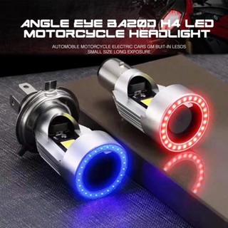 現貨 機車燈天使眼led大燈HS1 H4 COB 天使眼電動車改裝內建雙爪H6