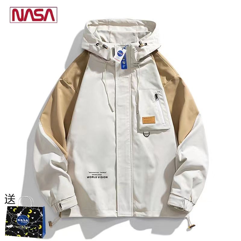 NASA春款連帽夾克男士機能工裝外套男生防風沖鋒衣戶外運動上衣櫻桃小丸子精品店