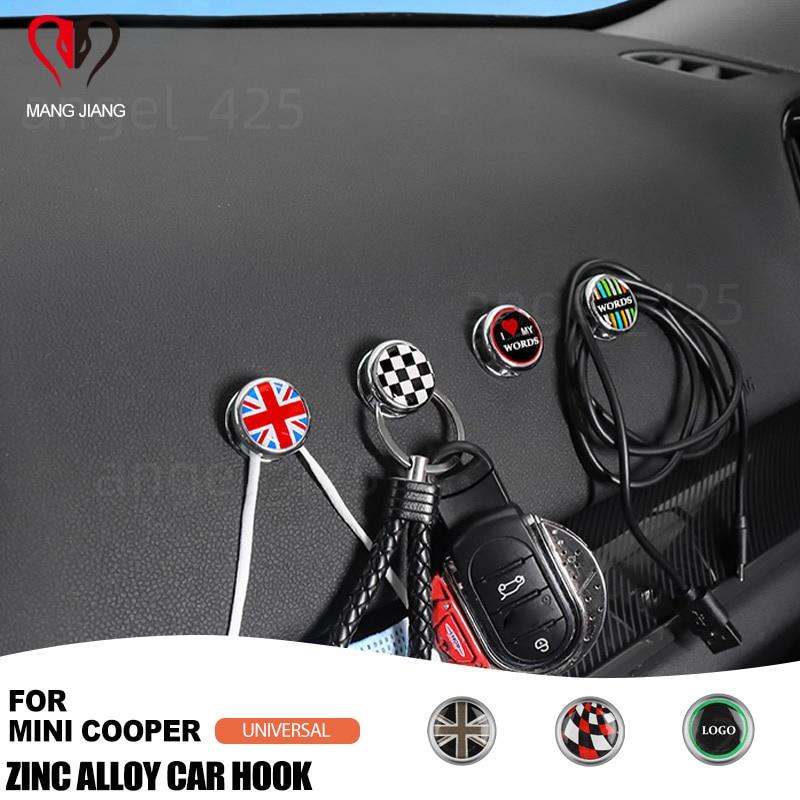 精品優選 pcs Mini Cooper 汽車內飾貼紙充電電纜鑰匙合金掛鉤固定夾 F56 F60 R56 R60 配件