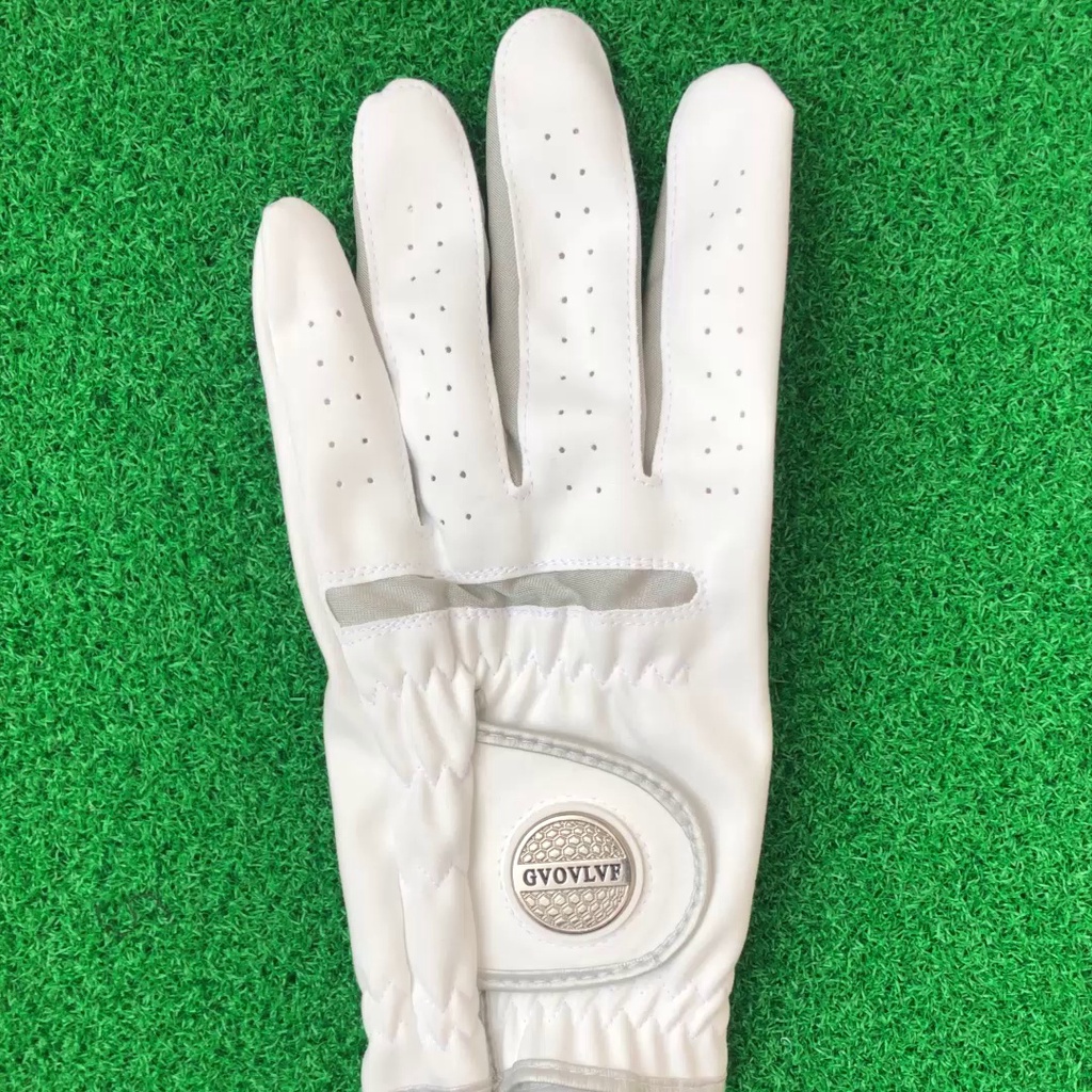 高爾夫球手套帶魔術貼超纖布柔軟耐磨透氣可自由替換馬克logo手套 愛尚高爾夫