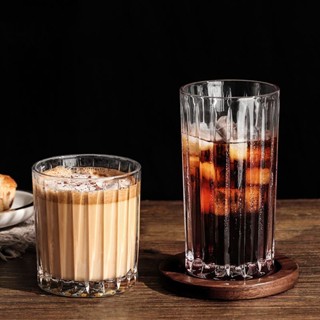 玻璃杯 咖啡杯 馬剋杯 水杯 茶杯 保溫杯複古玻璃杯美式冰咖啡杯 ins網紅餐廳冰拿鐵杯冷飲冰球杯威士忌杯