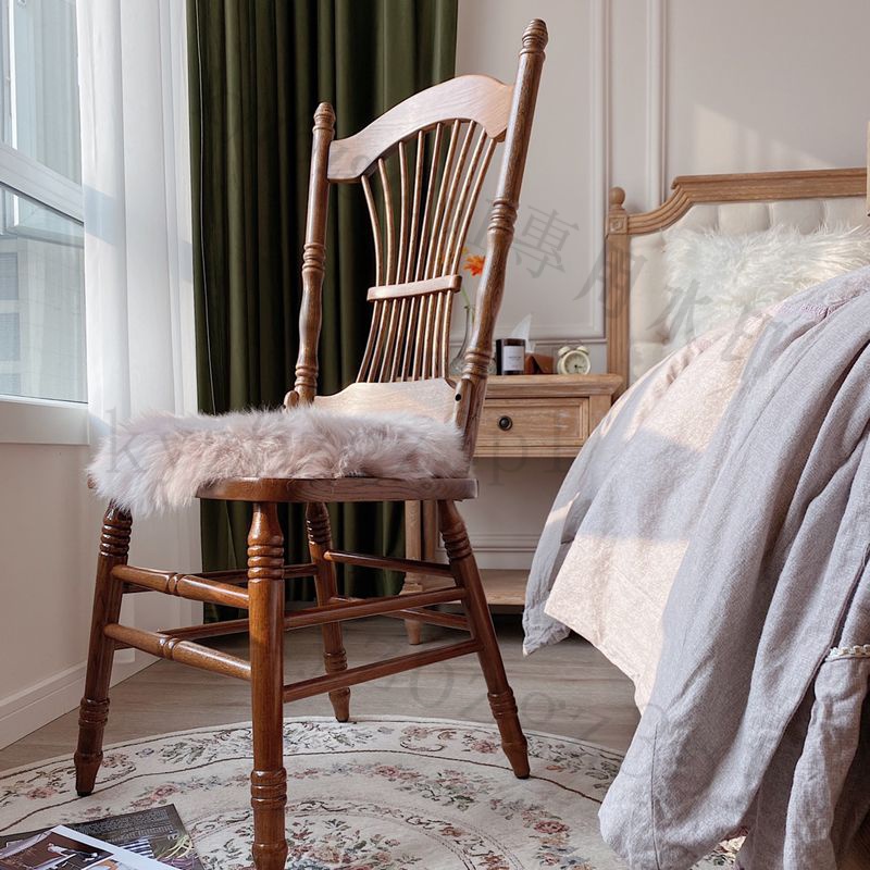 靜閒閣實木複古宮廷豎琴椅美式法式溫莎椅臥室網紅傢用餐椅設計師