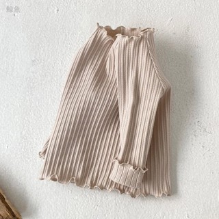 秋款韓版寶寶衣服 木耳邊高領修身打底衫 寶寶彈力長袖 兒童洋氣T恤 男童女童上衣