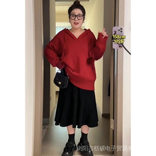 XL-4XL 女生衣著 時尚涵胖胖“暖冬小雪球”冬季 大尺碼 慵懶風 寬鬆 毛球連帽針織毛衣衫