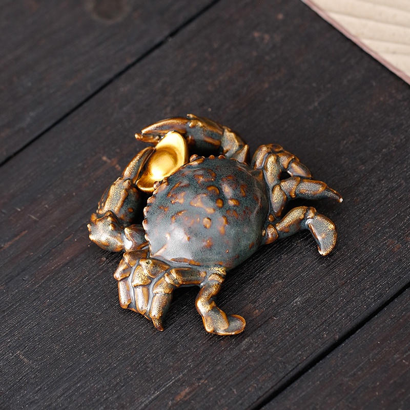 陶瓷 窯變 寶螃蟹 茶寵 擺件 手工 把玩 創意 八方來財 茶盤 飾品 茶玩 筆架