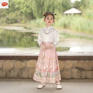 女童馬面裙秋款兒童漢服古裝超仙連衣裙中國風唐裝小女孩古風套裝