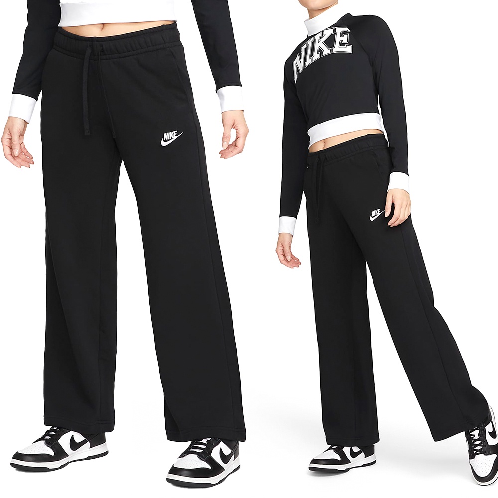 Nike NSW Club Fleece 女 黑 寬褲 基本款 褲子 寬鬆 長褲 FB2728-010