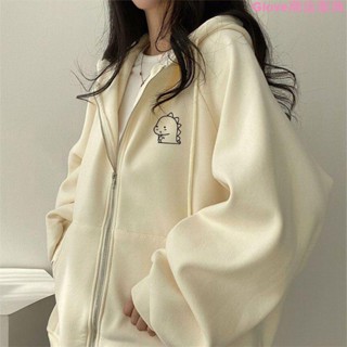 【多款合集】奶杏色連帽衛衣女早秋慵懶風oversize寬松外套拉鏈潮衛衣 帽t 連帽外套 女生外套百搭寬鬆帽t 秋冬上衣