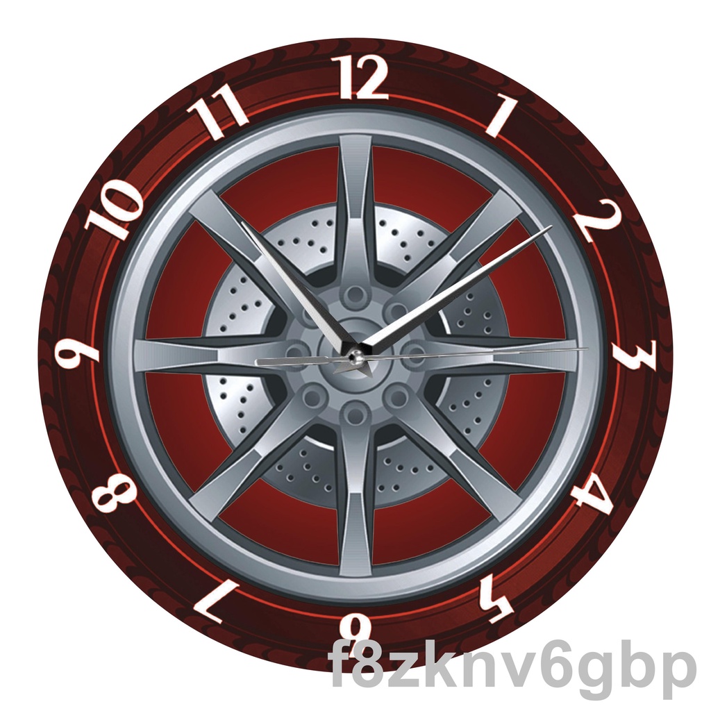 時鐘/創意賽車跑車車輪印刷時鐘紅黑款式輪胎掛鐘無聲掃秒家居裝飾掛鐘