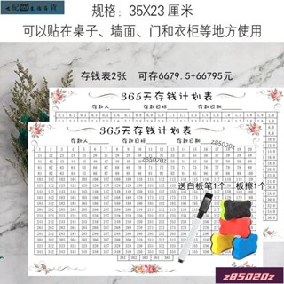 💯🔥熱賣🔥365天存錢計劃表 存錢同款網紅一年存款挑戰記錄表格可擦牆貼家庭