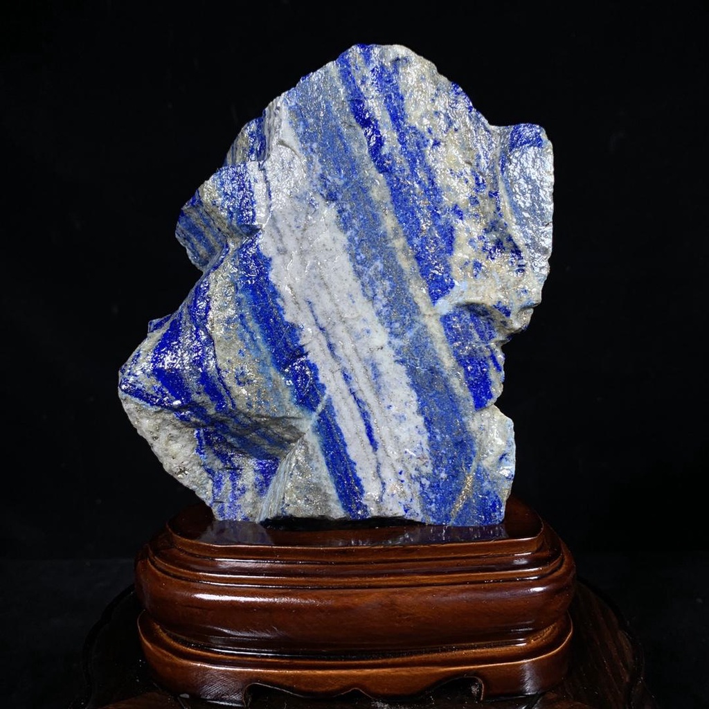 原石擺件 天然礦石 阿富汗老料青金石 天然原礦帶座高19×13×6.5cm 重1.8公斤 2000JP-913