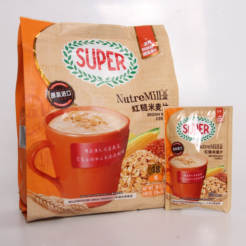 馬來西亞進口SUPER/超級牌紅糙米麥片540g即食沖泡營養早餐