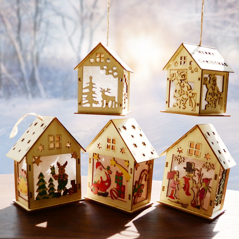 🎄耶誕節🎄聖誕禮物幼稚園 聖誕擺件 diy小夜燈 小木屋 裝飾品擺件 掛件 北歐風裝飾擺設 兒童禮物 擺飾 擺件 吊飾