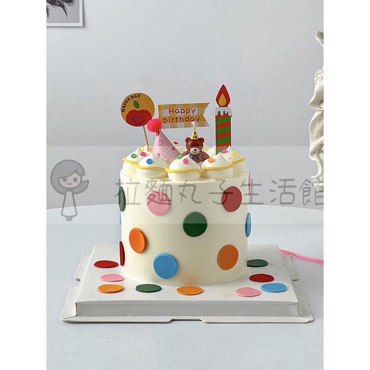 網紅ins韓國蛋糕裝飾復古帽子小熊蠟燭擺件兒童生日派對裝扮插件