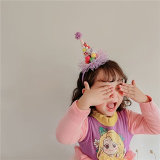 MOMOKO兒童生日帽子蛋糕髮箍派對皇冠裝飾頭飾女孩寶寶髮卡公主風髮飾女