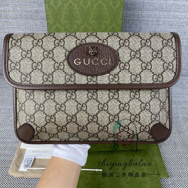 二手正品 Gucci 古馳男女包 ophidia 老花 虎頭包 腰包 男胸包 單肩包 斜挎包 肩包493930