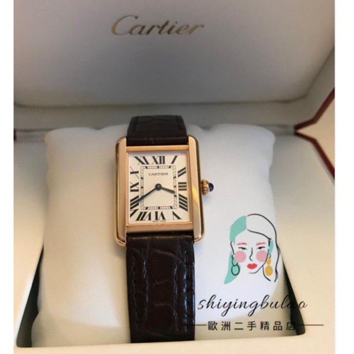 二手正品Cartier 卡地亞 Tank solo系列 小號 精鋼白盤真皮錶帶 石英腕表 女 WSTA0030