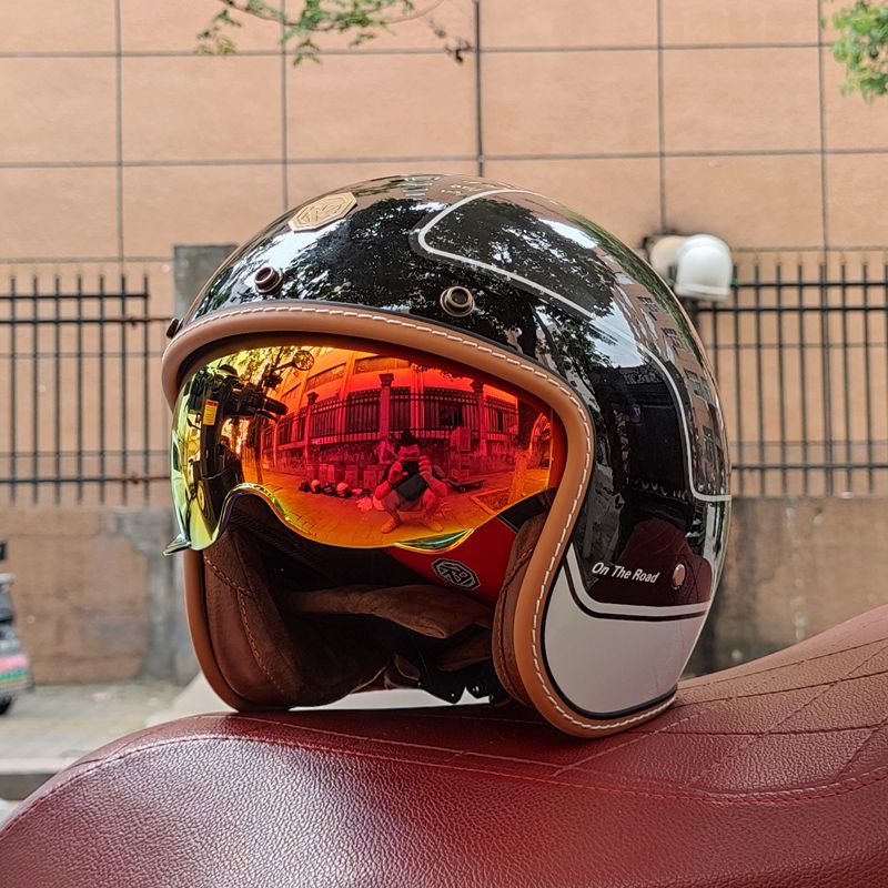 ORZ複古哈雷頭盔 機車安全帽全罩式 全盔頭盔半盔 男女半覆式3/4踏闆車盔 個性酷