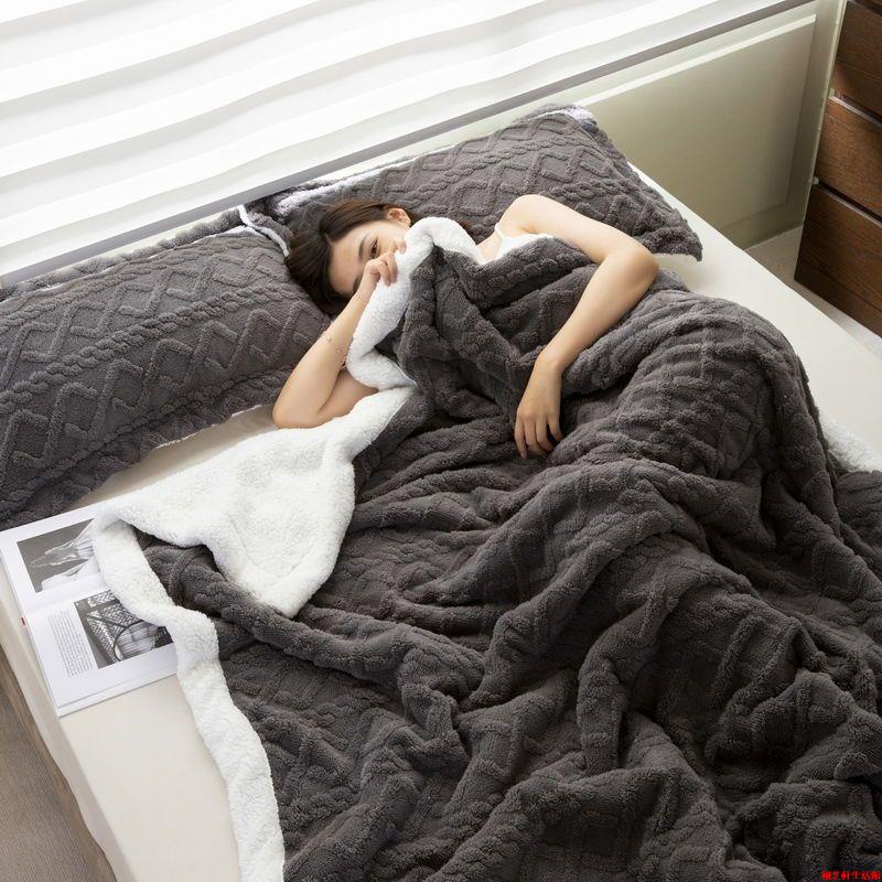 親膚 裸睡毛毯 【可鋪可蓋】塔芙絨羊羔絨毛毯子被雙面絨蓋毯雙層加厚保暖空調毯