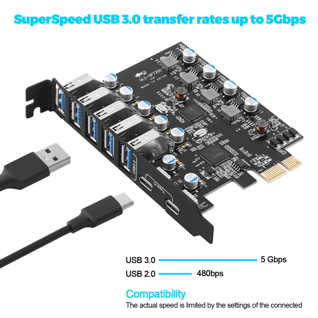 ✻USB3.0擴展卡 臺式機電腦PCI-E轉Type-C USB3.0 擴展卡♚