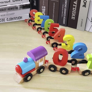 男女孩早敎 益智 木製拚裝 拖拉 智力積木 玩具車 幼兒童木質數字 小火車 磁性小火車 數字拼裝 彩色木製 小火車玩具
