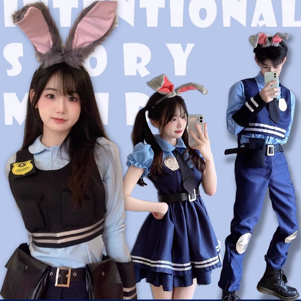 兔子警官瘋狂動物城cos judy硃迪cosplay 動漫演出服服裝女 cosplay服裝 迪士尼cos 狐尼剋連衣裙