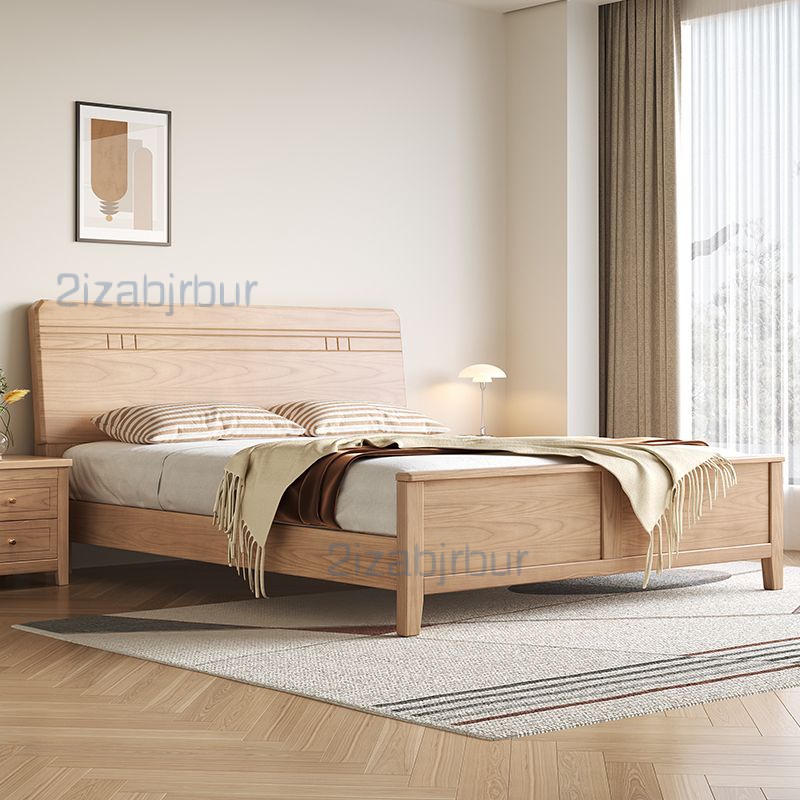 【限時特惠】床架 北歐白蠟木實木床 現代簡約雙人臥室婚床 全實木原木風框架單人大床