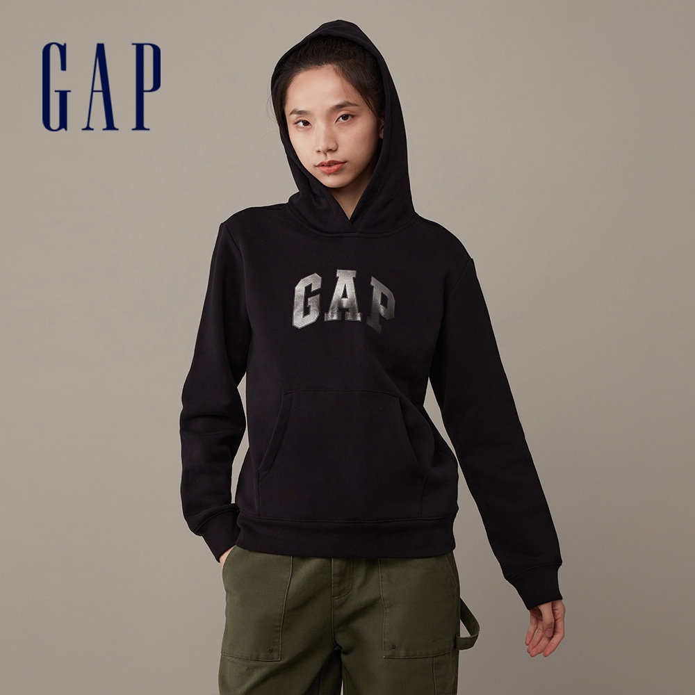 Gap 女裝 Logo帽T-黑色(841069)