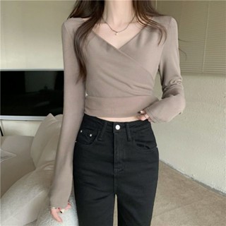 SY大尺碼上衣加厚磨毛長袖T恤女秋冬胖MM上衣黑色顯瘦v領上衣內搭打底衫修身上衣潮