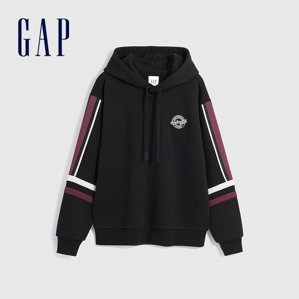 Gap 女裝 Logo印花刷毛帽T-黑色(840929)