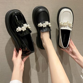 【臺灣出貨】【熱賣新品】珍珠樂福鞋女2023春秋新款百搭增高厚底日係jk樂福鞋英倫風小皮鞋