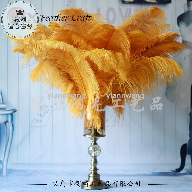 優惠裝飾羽毛⭐金色鴕鳥毛插花路引桌花櫥窗擺件婚禮裝飾鴕鳥羽毛飾品手工羽毛1