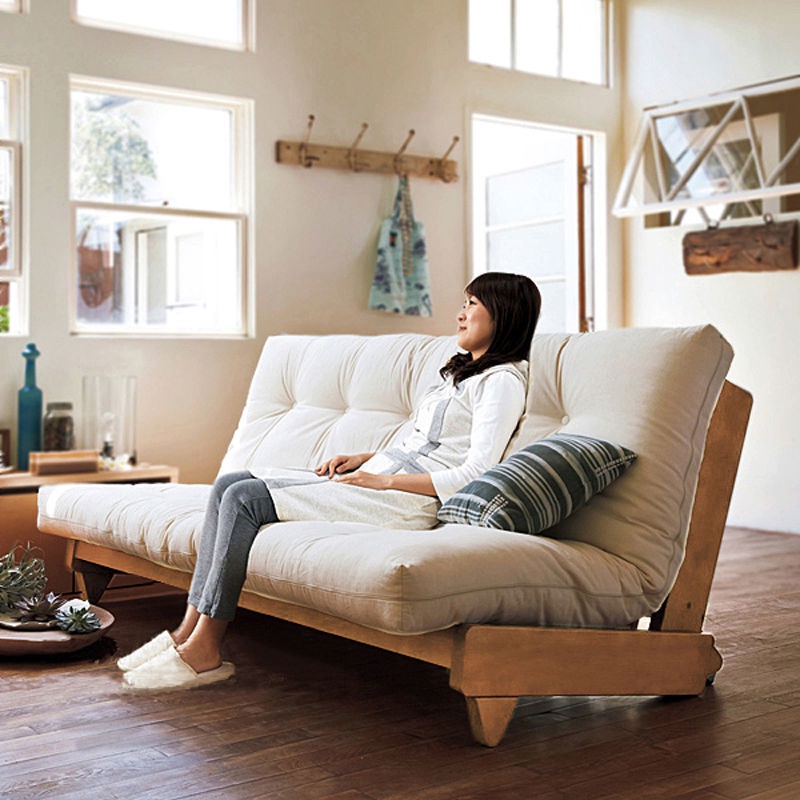 『One home』日式沙發小戶型客廳多功能坐臥兩用可折疊沙發床實木北歐簡約新款