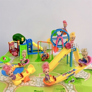 ✨台湾◆出貨✨兒童玩具套裝音樂燈光DIY游樂場禮物3男女孩拼裝滑梯秋千5過家家6