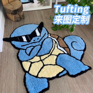 【客製化】地毯 卡通 臥室 床邊毯 ins手工 tufting可訂製圖案 客廳 羊毛地毯 diy防滑墊