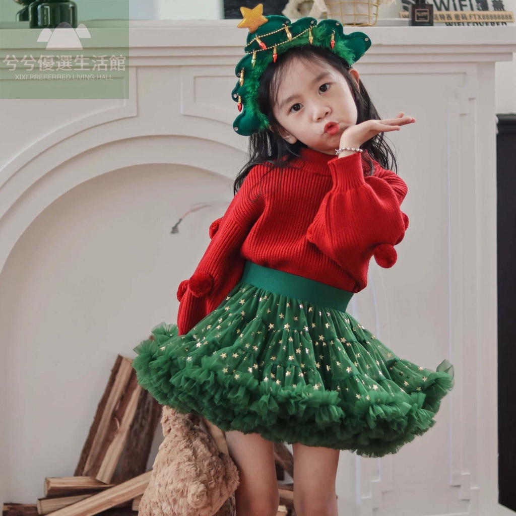🎄耶誕節服裝 聖誕蓬蓬裙 兒童蓬蓬裙 蓬蓬裙洋裝 女童 tutu 裙 女童禮服裙 聖誕裙 兒童聖誕節服裝 綠色蓬蓬裙