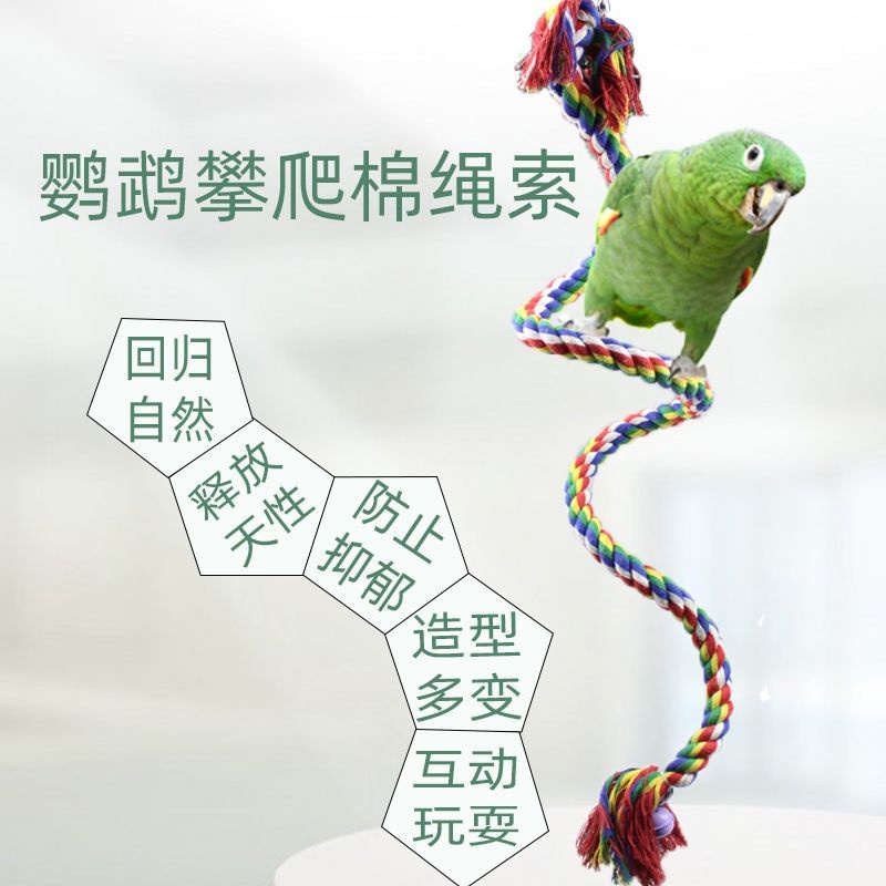 曉汐 鸚鵡鳥用攀爬棉繩蜜袋鼯鬆鼠花枝鼠各類小寵攀爬繩索玩具棉繩玩具