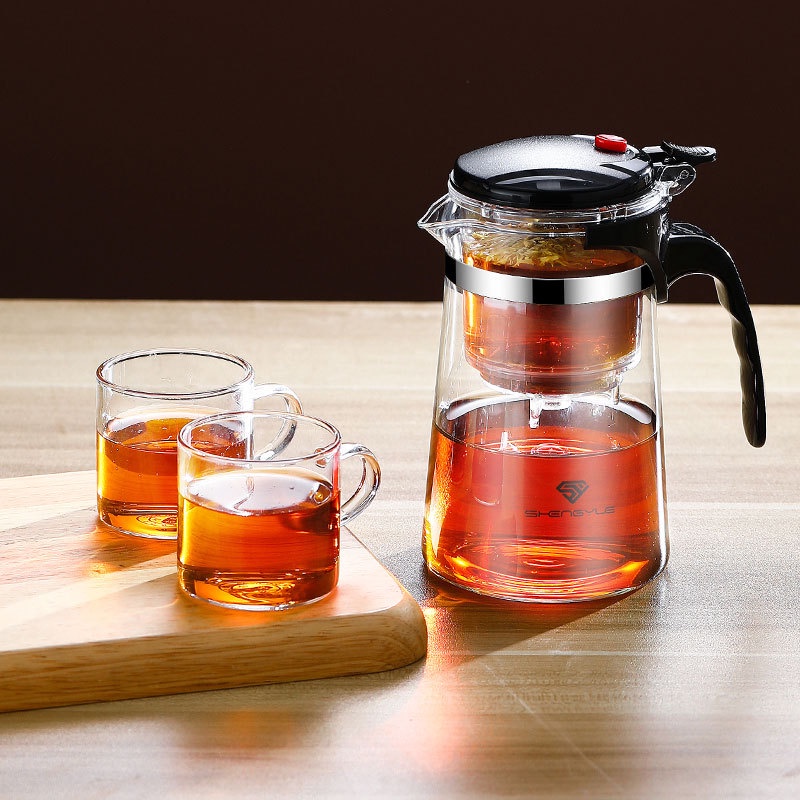 🔥台灣出貨🔥熱銷中🔥飄逸杯泡茶壺 一鍵過濾 泡茶杯茶水分離茶具 玻璃茶壺1000ml