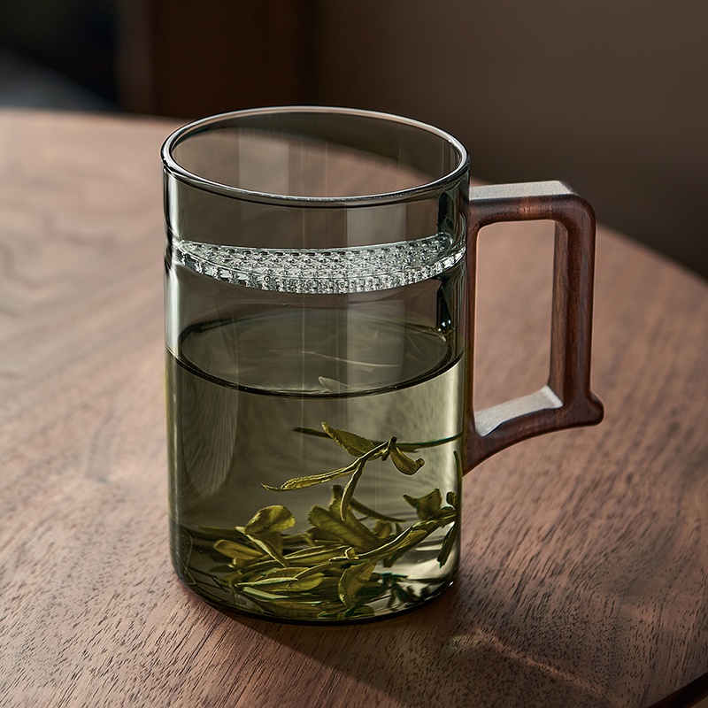 茶杯 男士 綠茶杯 專用 茶水 分離 泡茶杯 過濾 月牙杯 玻璃水杯子 辦公室