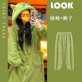 【睡美人】網紅睡衣 秋冬季睡袍 珊瑚絨 加厚 睡袍 學生 可愛 卡通 可外穿 法蘭絨 浴袍 家居服