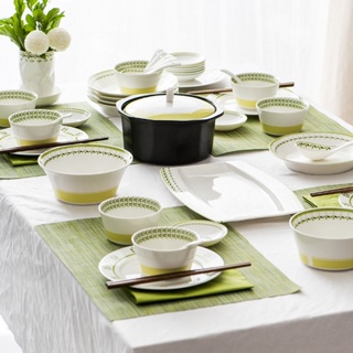 億嘉中式陶瓷碗碟套裝家用現代簡約碗盤喬遷餐具禮盒結婚碗筷！