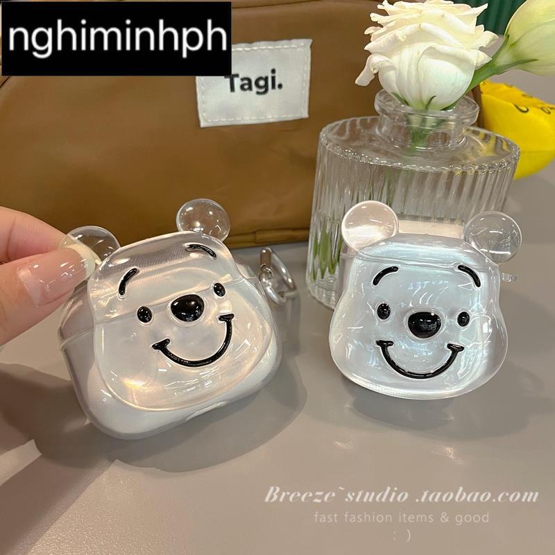 卡通水晶維尼熊 適用AirPods Pro 2代保護套 AirPods 3代保護套 1/2代蘋果無線藍牙耳機防摔保護殼