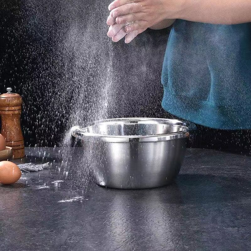 級304不銹鋼湯盆家用商用廚房特厚加深打蛋和面洗菜瀝水盆