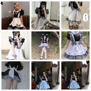 【熱銷免運】cosplay服裝 女僕裝 cos制服 可愛女傭 大碼女裝 連衣裙 洛麗塔 cosplay制服 黑格子蛋糕裙