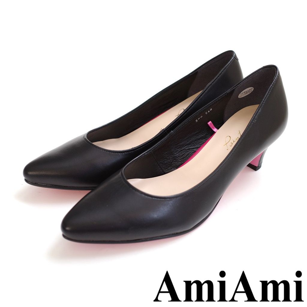 【AmiAmi】 Point nine日本製真皮女用低調粉色鞋底尖頭高跟鞋5公分 PO-PTN500