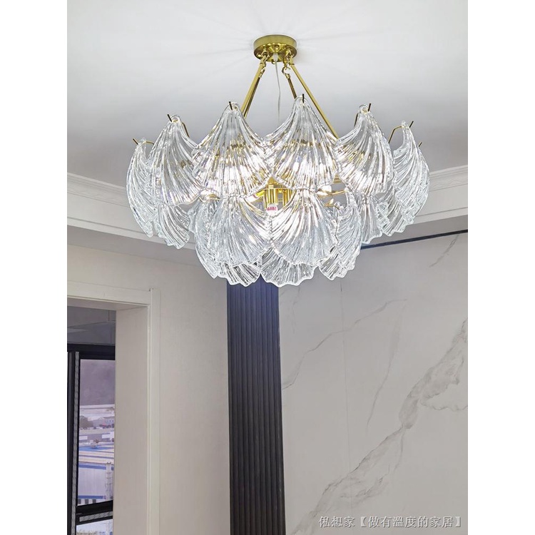 客廳吊燈后現代簡約輕奢臥室燈創意大氣貝殼水晶玻璃主臥餐廳燈具