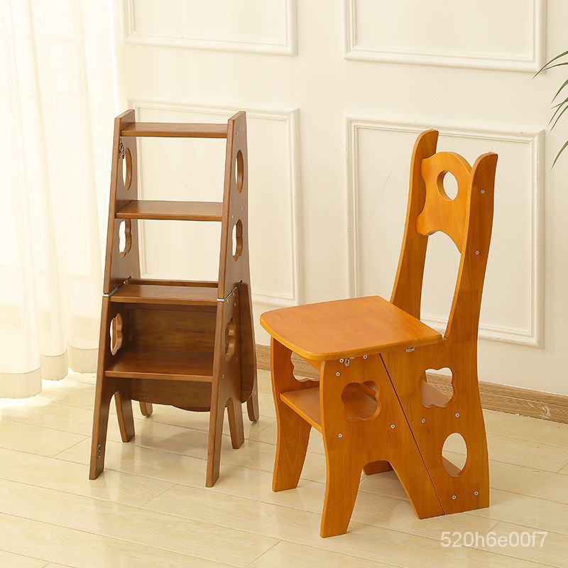 創意梯凳多功能折疊凳子傢用加厚實木三四步登高梯室內兩用樓梯椅